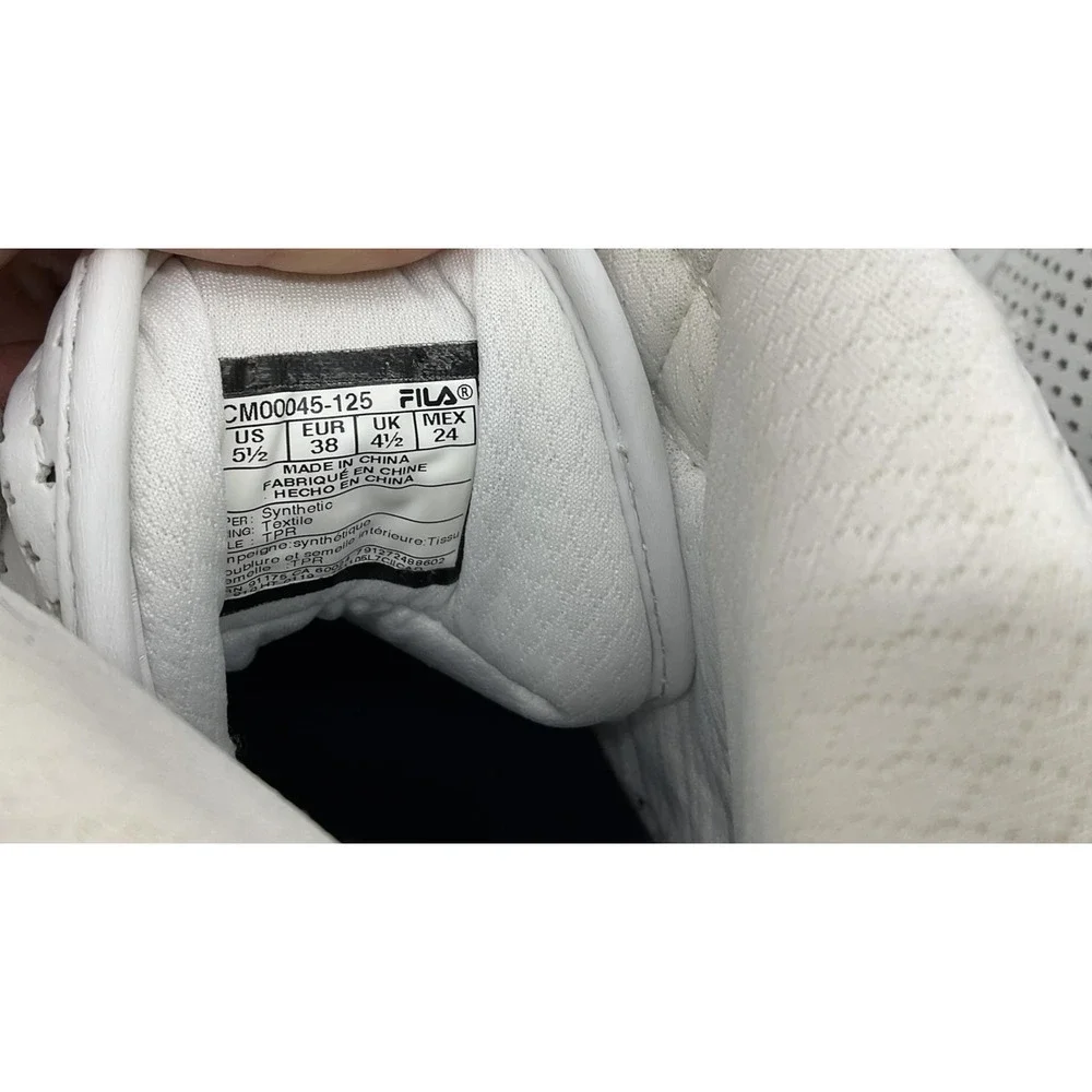FILA‎ Shoes Mens 5.5 White Perforated High Top Strap Athletic Casual Sneakers